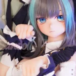 159cm 5ft2 TPE Anime Blue Twin Tails Busty Maid Sex Doll #Y012 Head