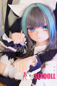 159cm 5ft2 TPE Anime Blue Twin Tails Busty Maid Sex Doll #Y012 Head