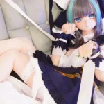 159cm 5ft2 TPE Anime Blue Twin Tails Busty Maid Sex Doll #Y012 Head