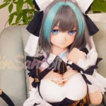 159cm 5ft2 TPE Anime Blue Twin Tails Busty Maid Sex Doll #Y012 Head