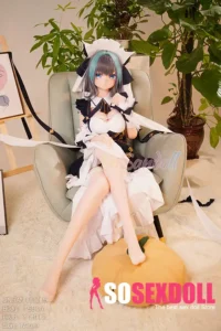159cm 5ft2 TPE Anime Blue Twin Tails Busty Maid Sex Doll #Y012 Head