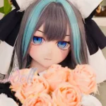 159cm 5ft2 TPE Anime Blue Twin Tails Busty Maid Sex Doll #Y012 Head