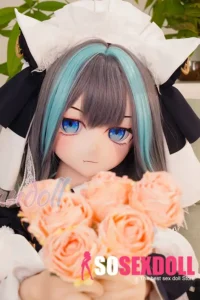 159cm 5ft2 TPE Anime Blue Twin Tails Busty Maid Sex Doll #Y012 Head