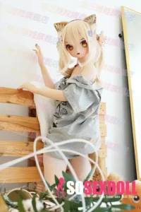 159cm 5ft2 TPE Anime Cat girl Light Blonde Hair Slim Sex Doll #Y007 Head