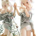 159cm 5ft2 TPE Anime Cat girl Light Blonde Hair Slim Sex Doll #Y007 Head