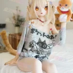 159cm 5ft2 TPE Anime Cat girl Light Blonde Hair Slim Sex Doll #Y007 Head
