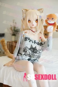 159cm 5ft2 TPE Anime Cat girl Light Blonde Hair Slim Sex Doll #Y007 Head