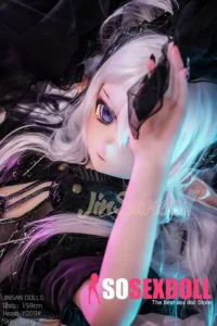 159cm 5ft2 TPE Anime Dark Elf Petite Chest Silver Hair Sex Doll #Y008 Head