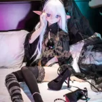 159cm 5ft2 TPE Anime Dark Elf Petite Chest Silver Hair Sex Doll #Y008 Head