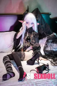 159cm 5ft2 TPE Anime Dark Elf Petite Chest Silver Hair Sex Doll #Y008 Head