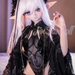 159cm 5ft2 TPE Anime Dark Elf Petite Chest Silver Hair Sex Doll #Y008 Head