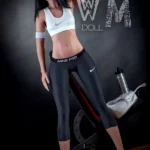 159cm 5ft2 TPE Athletic Girl A Cup Chest Toned Body Black Sex Doll #398 Head