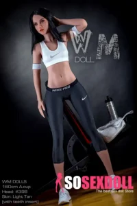159cm 5ft2 TPE Athletic Girl A Cup Chest Toned Body Black Sex Doll #398 Head