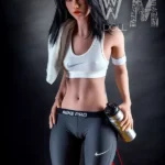 159cm 5ft2 TPE Athletic Girl A Cup Chest Toned Body Black Sex Doll #398 Head