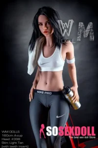 159cm 5ft2 TPE Athletic Girl A Cup Chest Toned Body Black Sex Doll #398 Head