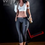 159cm 5ft2 TPE Athletic Girl A Cup Chest Toned Body Black Sex Doll #398 Head