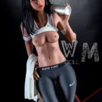 159cm 5ft2 TPE Athletic Girl A Cup Chest Toned Body Black Sex Doll #398 Head