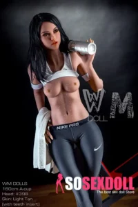159cm 5ft2 TPE Athletic Girl A Cup Chest Toned Body Black Sex Doll #398 Head