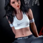 159cm 5ft2 TPE Athletic Girl A Cup Chest Toned Body Black Sex Doll #398 Head