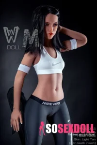 159cm 5ft2 TPE Athletic Girl A Cup Chest Toned Body Black Sex Doll #398 Head