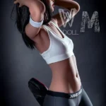 159cm 5ft2 TPE Athletic Girl A Cup Chest Toned Body Black Sex Doll #398 Head