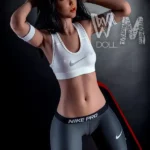 159cm 5ft2 TPE Athletic Girl A Cup Chest Toned Body Black Sex Doll #398 Head