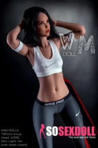 159cm 5ft2 TPE Athletic Girl A Cup Chest Toned Body Black Sex Doll #398 Head