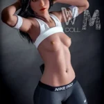 159cm 5ft2 TPE Athletic Girl A Cup Chest Toned Body Black Sex Doll #398 Head