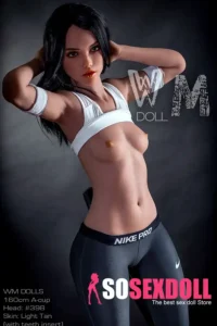 159cm 5ft2 TPE Athletic Girl A Cup Chest Toned Body Black Sex Doll #398 Head