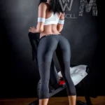 159cm 5ft2 TPE Athletic Girl A Cup Chest Toned Body Black Sex Doll #398 Head