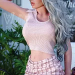 166cm 5ft2 Silicone C Cup Figure Sliver Hair Sex Doll #SS182 Head