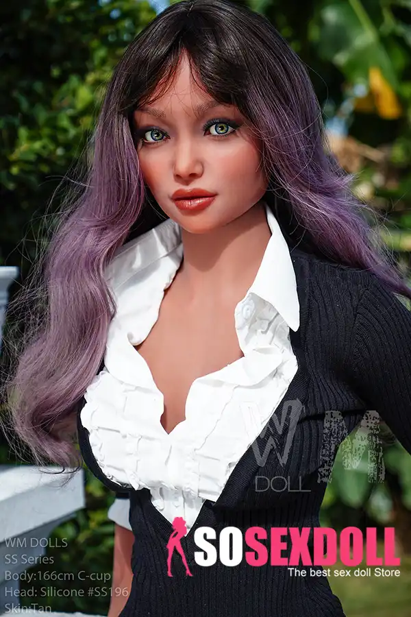 166cm 5ft5 Silicone Ample Bust Juicy Butt Purple Hair Sex Doll #SS196 Head