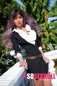 166cm 5ft5 Silicone Ample Bust Juicy Butt Purple Hair Sex Doll #SS196 Head