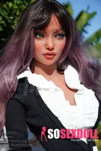 166cm 5ft5 Silicone Ample Bust Juicy Butt Purple Hair Sex Doll #SS196 Head