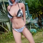 ตุ๊กตาเซ็กส์ซิลิโคนคัพ D ขนาด 175 ซม. 5f7 หน้าอกใหญ่ ผมสีน้ำเงิน #SS168 หัว