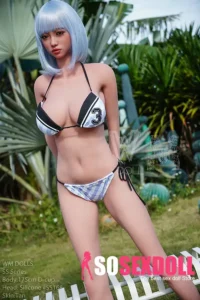 ตุ๊กตาเซ็กส์ซิลิโคนคัพ D ขนาด 175 ซม. 5f7 หน้าอกใหญ่ ผมสีน้ำเงิน #SS168 หัว