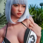 ตุ๊กตาเซ็กส์ซิลิโคนคัพ D ขนาด 175 ซม. 5f7 หน้าอกใหญ่ ผมสีน้ำเงิน #SS168 หัว