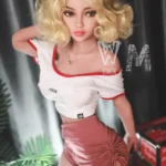 141cm 4ft6 TPE Sport Girl Ample Chest Curly Blonde Hair Sex Doll #369 Head