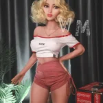 141cm 4ft6 TPE Sport Girl Ample Chest Curly Blonde Hair Sex Doll #369 Head