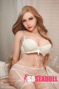 156cm 5ft1 TPE Round Bust Curvy Figure Golden Hair Sex Doll #233 Head