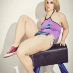 156cm 5ft2 TPE B Cup Full Hips Golden Hair Sex Doll #182 Head D