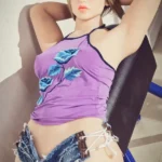 156cm 5ft2 TPE B Cup Full Hips Golden Hair Sex Doll #182 Head D