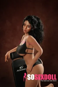 159cm 4ft9 Silicone Full Figure Dark Skin Raven Hair Sex Doll #SG5 Head in Stock (US Only)