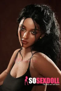 159cm 4ft9 Silicone Full Figure Dark Skin Raven Hair Sex Doll #SG5 Head in Stock (US Only)