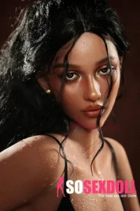 159cm 4ft9 Silicone Full Figure Dark Skin Raven Hair Sex Doll #SG5 Head in Stock (US Only)