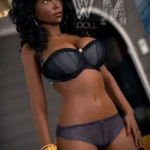 159cm 5ft2 TPE G Cup Ebony Skin Raven Hair Sex Doll #421 Head