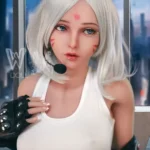 160cm 5ft2 TPE Cyberpunk B Cup Slender Sliver Hair Sex Doll #432 Head