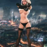 160cm 5ft2 TPE Cyberpunk B Cup Slender Sliver Hair Sex Doll #432 Head