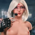 160cm 5ft2 TPE Cyberpunk B Cup Slender Sliver Hair Sex Doll #432 Head
