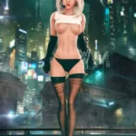 160cm 5ft2 TPE Cyberpunk B Cup Slender Sliver Hair Sex Doll #432 Head